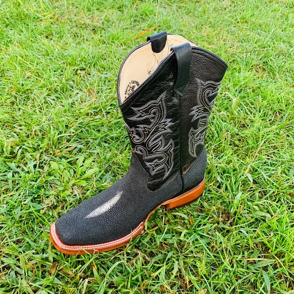 Men’s Western Genuine Leather Print stingray Cowboy Rodeo Boots Bota Mantarraya - Picture 3 of 6